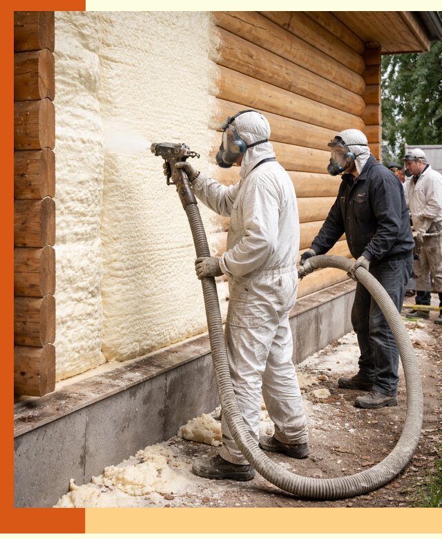 Утепление дома из бруса пенополиуретаном в Дагестанских Огнях