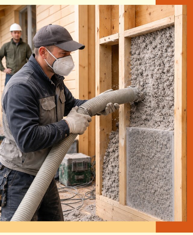 Утепление дома из бруса эковатой в Дагестанских Огнях от 1910 руб/м2 | ТепломастерДгс