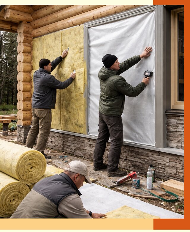 Утепление бревенчатого дома в Дагестанских Огнях от 7897 руб/м2 — заказать под ключ | ТепломастерДгс