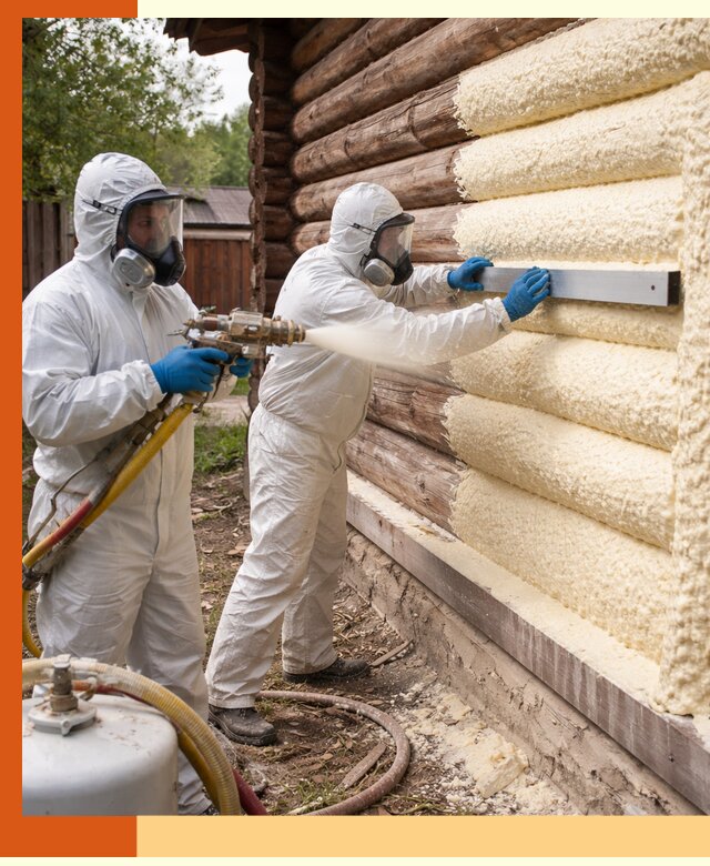 Утепление бревенчатого дома ППУ в Дагестанских Огнях эффективной изоляцией