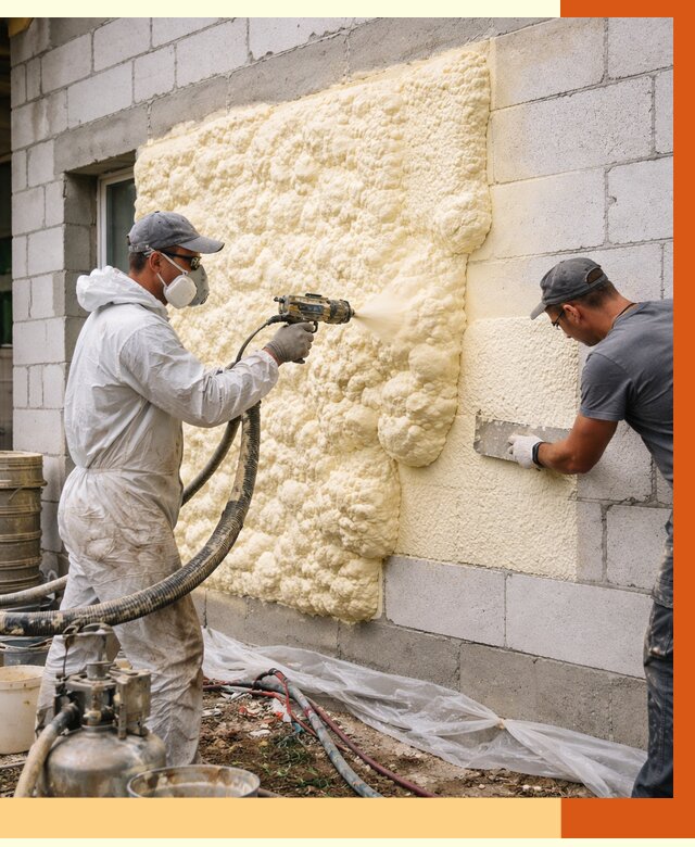 Утепление дома из газобетона ППУ в Дагестанских Огнях от 4955 руб./м² под ключ | ТепломастерДгс