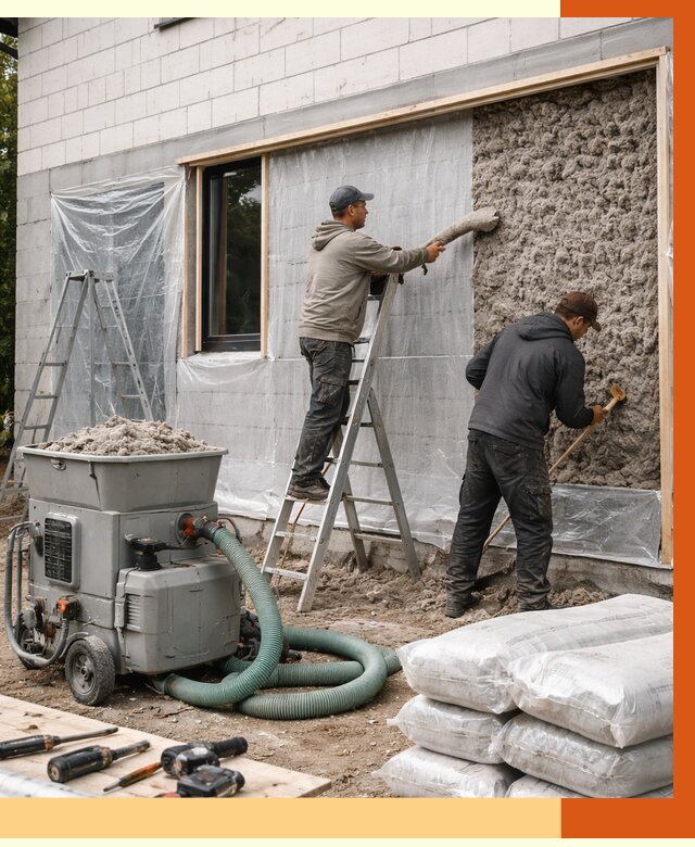 Утепление дома из газобетона эковатой в Дагестанских Огнях от 4645 руб./м2 | ТепломастерДгс