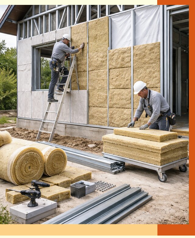 Утепление дома из ЛСТК в Дагестанских Огнях от 5368 руб./м² — профессионально | ТепломастерДгс