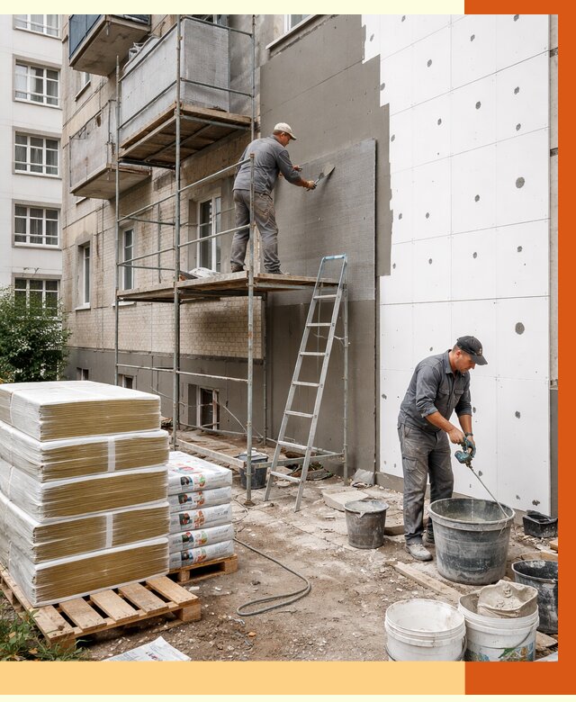 Утепление квартиры снаружи в Дагестанских Огнях от 6349 руб/м2 под ключ | ТепломастерДгс