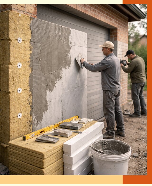 Утепление гаража снаружи в Дагестанских Огнях от 4336 руб. за м2 — наружное утепление под ключ | ТепломастерДгс