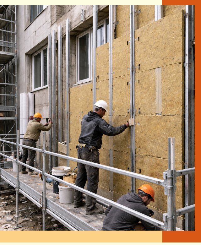Утепление вентилируемого фасада в Дагестанских Огнях от 5781 руб/м2 — монтаж и утепление вентфасад | ТепломастерДгс