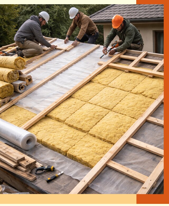 Утепление скатной крыши в Дагестанских Огнях от 1290 руб./м2 под ключ | ТепломастерДгс