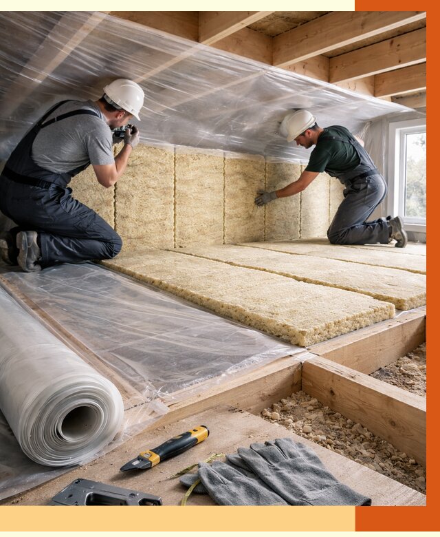 Утепление перекрытий в Дагестанских Огнях от 2942 руб/м2 — утепление межэтажных и чердачных | ТепломастерДгс