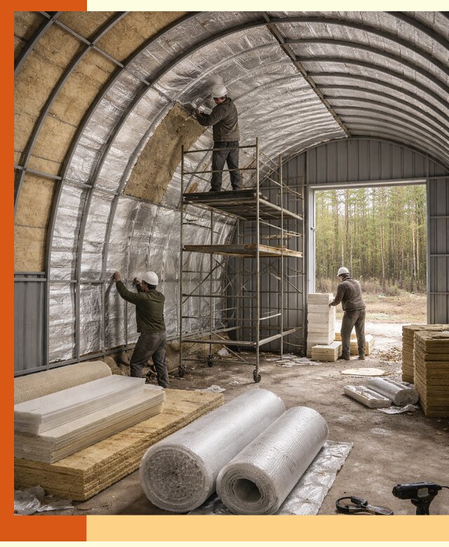 Утепление арочного ангара под ключ в Дагестанских Огнях