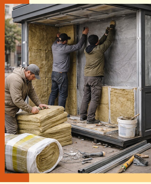 Утепление павильона шаурмы под ключ в Дагестанских Огнях