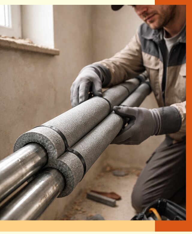 Утепление труб отопления в Дагестанских Огнях от 2942 руб. за м² — услуги под ключ | ТепломастерДгс