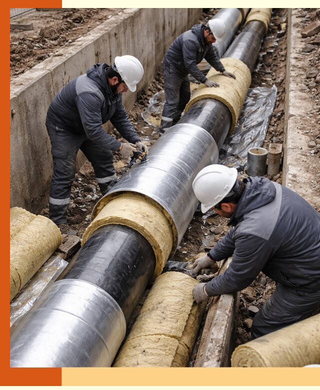 Утепление теплотрассы в Дагестанских Огнях: утеплительные работы и материалы