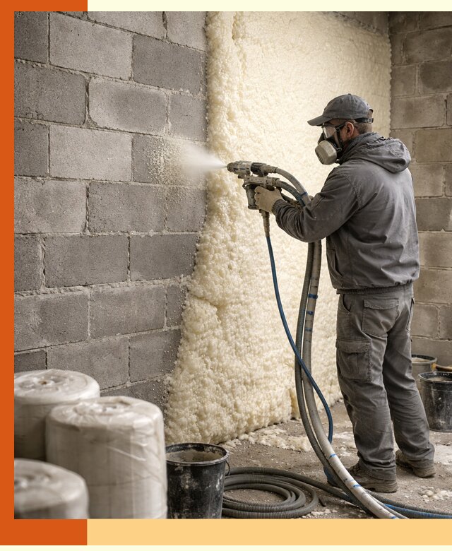 Утепление блочной стены ППУ в Дагестанских Огнях качественно и надёжно