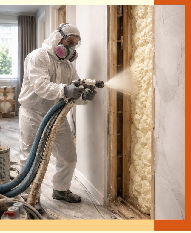 Межстеновое утепление ППУ в Дагестанских Огнях от 2839 руб/м2 — межстенное утепление под ключ | ТепломастерДгс