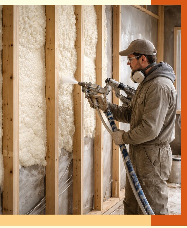 Утепление каркасной стены ППУ в Дагестанских Огнях от 4387 руб./м2 под ключ | ТепломастерДгс