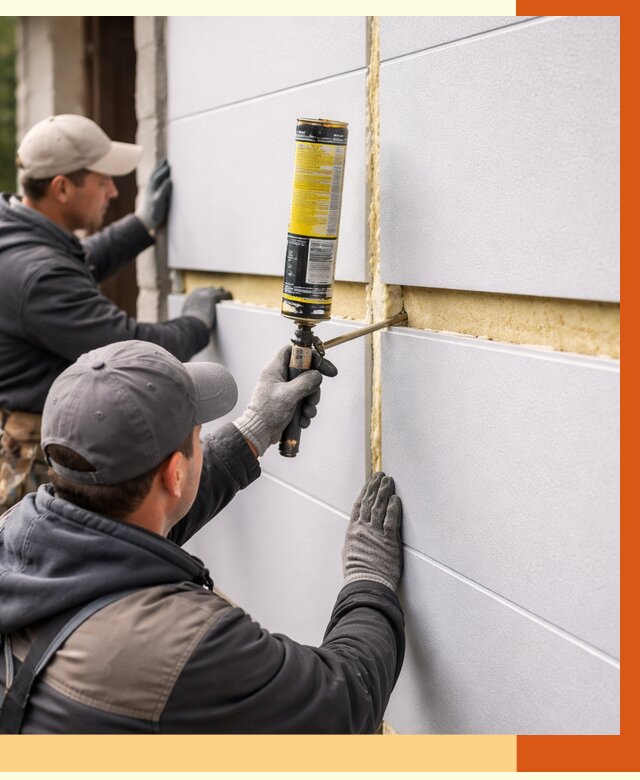 Утепление сэндвич панелей ППУ в Дагестанских Огнях от 4336 руб. за м2 | ТепломастерДгс