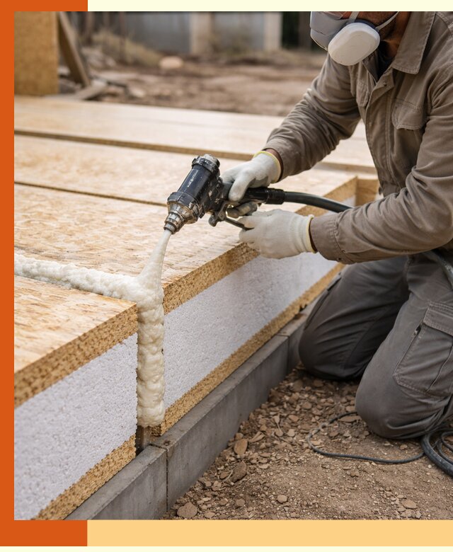 Утепление СИП-панелей пенополиуретаном (ППУ) в Дагестанских Огнях