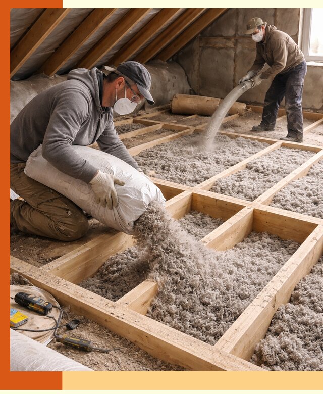 Заполнение полостей чердачного перекрытия в Дагестанских Огнях качественно и надёжно