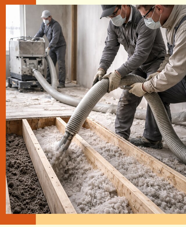 Заполнение полостей межэтажного перекрытия в Дагестанских Огнях эффективно и герметично