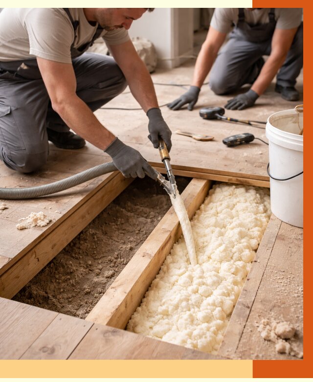 Заполнение пустот пола в Дагестанских Огнях от 2787 руб. — утепление пустот пола под ключ | ТепломастерДгс