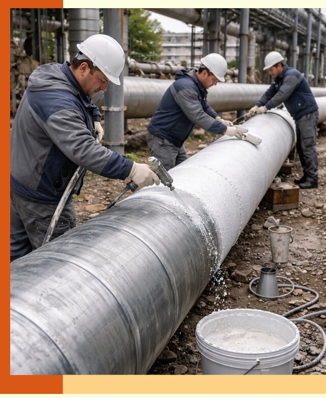 Утепление теплотрассы жидкой теплоизоляцией в Дагестанских Огнях