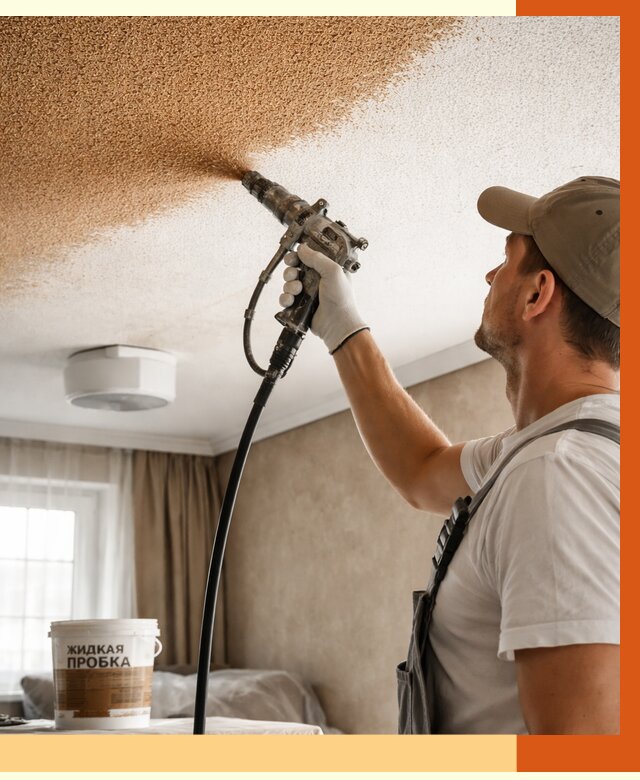 Утепление потолка жидкой пробкой в Дагестанских Огнях от 3613 руб. | ТепломастерДгс