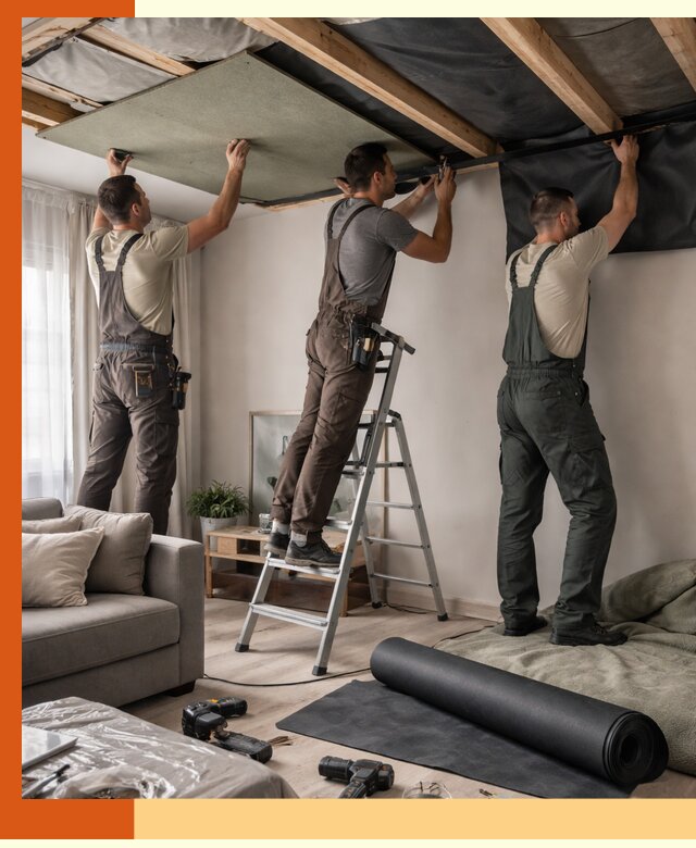 Шумоизоляция потолка в Дагестанских Огнях — профессиональное устранение шумов