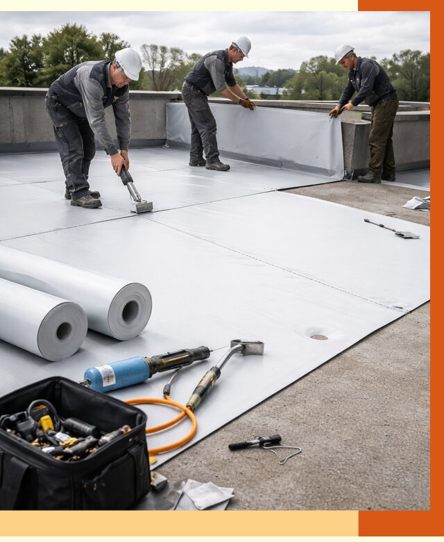 Гидроизоляция мембранной кровли в Дагестанских Огнях от 7742 руб./м² — профессионально | ТепломастерДгс