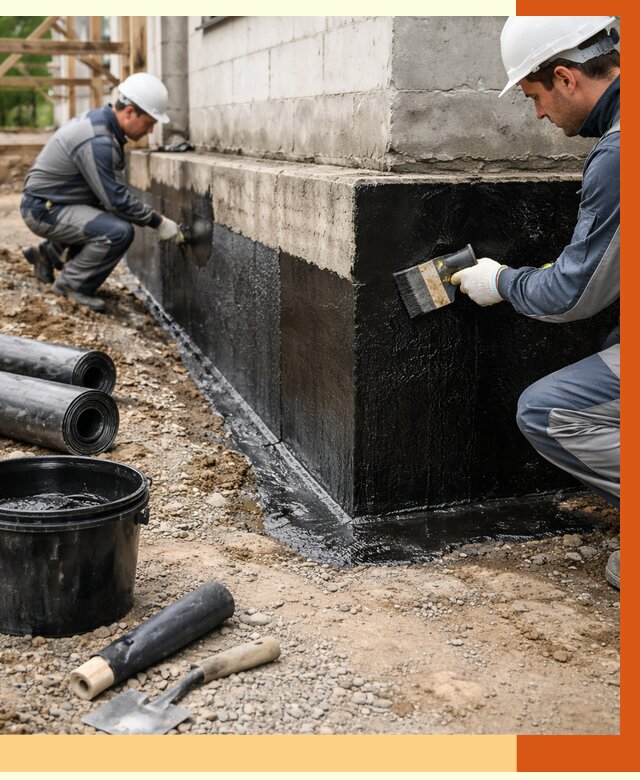 Гидроизоляция фундамента в Дагестанских Огнях от 1290 руб. — профессионально, под ключ | ТепломастерДгс