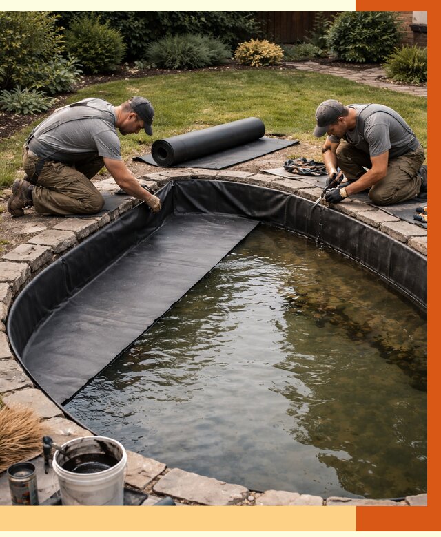 Гидроизоляция пруда в Дагестанских Огнях от 15485 руб. под ключ | ТепломастерДгс профессионально