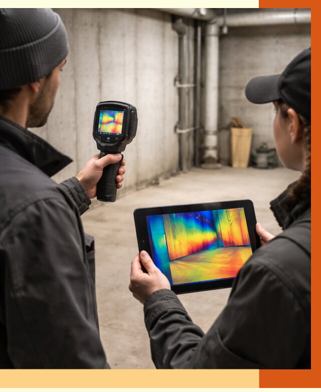 Тепловизионное обследование подвала в Дагестанских Огнях от 4645 руб. — проверка гидроизоляции | ТепломастерДгс